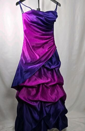 ONYX Nite Women's Formal Gown, Size 1/2, Gradient Purple, Ruffled Ballgown