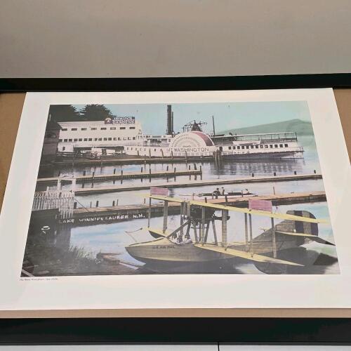 Lake Winnipesaukee Weirs Waterfront Poster, Mt. Washington Steamer, NH History