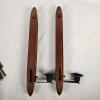 Antique Lowell Shuttle Co. 1599 Wooden Loom Shuttle Candle Holders, 15.5" Length - 3