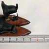 Antique Lowell Shuttle Co. 1599 Wooden Loom Shuttle Candle Holders, 15.5" Length - 4