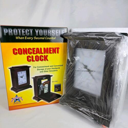 Peace Keeper RGC Concealment Clock, Mahogany Finish, Magnetic Latch, 13.25" x 9.5" x 6.25"