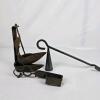 Antique 18th-19th Century Candle Accessory Set with Wick Trimmer, Betty Lamp, and Snuffer Cone