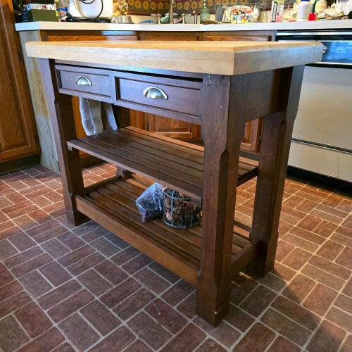 MichaelScott Large Kendall Cart - 40" x 20" x 36" Kitchen Island with Butcher Block Top