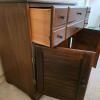 Wooden Storage Cabinet with Louvered Doors, 4 Drawers, and 2 Doors &ndash; 26.5" W x 14.5" D x 29" H - 4