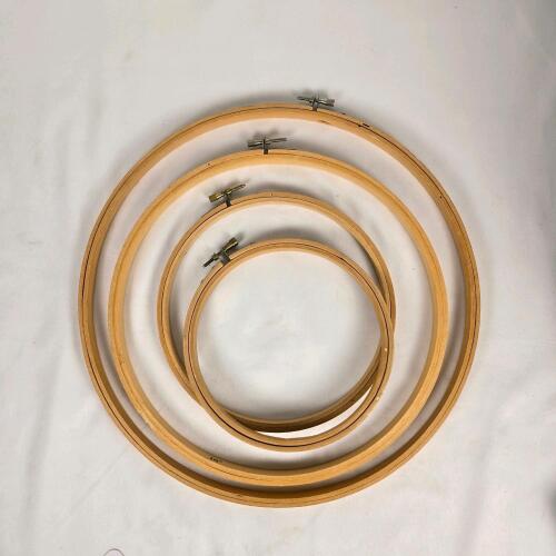 Set of 4 Wooden Embroidery Hoops &ndash; 6" to 12" Diameters, Screw Tension Adjusters