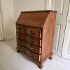 Drop-Front Secretary Desk, 4 Serpentine Drawers, 32"x18"x40", Brass Handles, Key, Queen Anne Revival