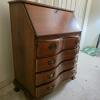 Drop-Front Secretary Desk, 4 Serpentine Drawers, 32"x18"x40", Brass Handles, Key, Queen Anne Revival - 2