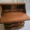 Drop-Front Secretary Desk, 4 Serpentine Drawers, 32"x18"x40", Brass Handles, Key, Queen Anne Revival - 4