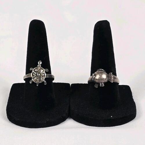 Sterling Silver Fish Ring With a Turtle Ring