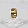 Titanium and 18K Gold Two-Tone 8mm Men's Band, Three Groove Design, Hallmarked "Titanium 18K" - 2