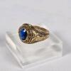 10K Gold Army Airborne Service Ring with Blue Gemstone and Eagle Motif