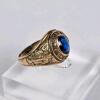 10K Gold Army Airborne Service Ring with Blue Gemstone and Eagle Motif - 4