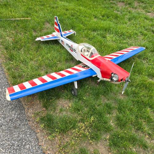 53" Wingspan Aerobatic RC Airplane, Nitro Engine, N1114V, Pennzoil Livery, Four Servos Included