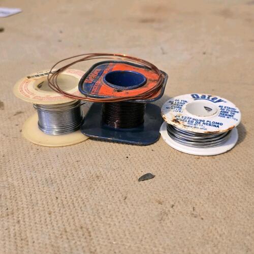Small Mixed Lot Oatey 40/60 Rosin Core Solder & Assorted Copper Wire Spools, 0.062" Dia, Partial
