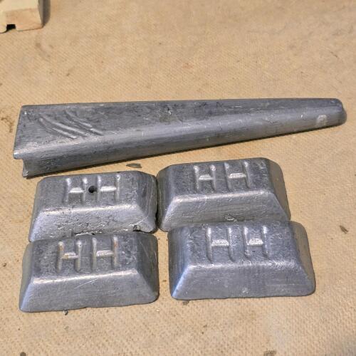 Unknown Alloy Ingots, HH Stamped, Lot of 5 Bars