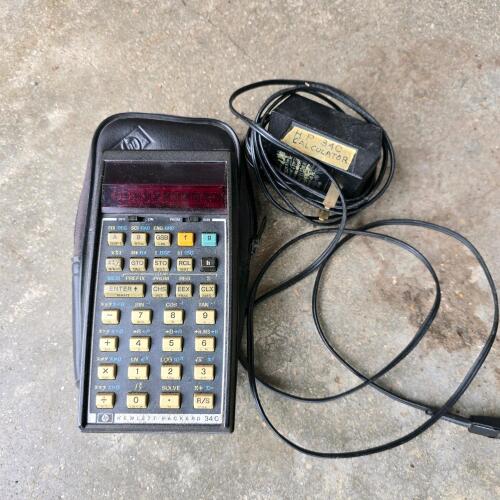 HP 34C Scientific Programmable Calculator, Made in Brazil, Serial 2053B81460, Adapter & Case