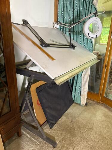 Large Adjustable Professional Drafting Table with Supplies
