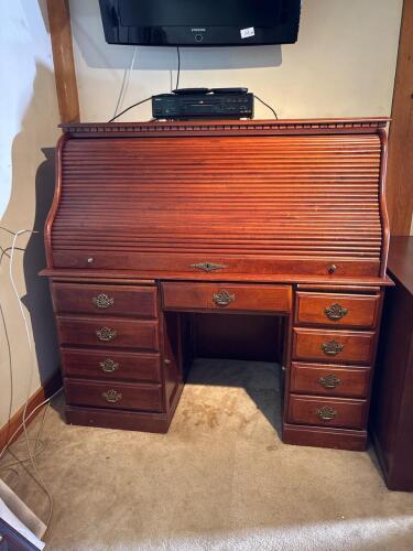 Solid Wood Roll-Top Desk