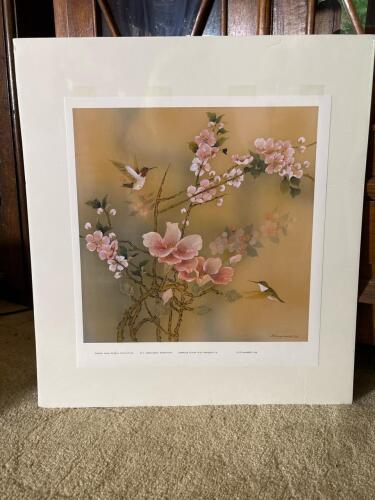 15"x16" Johnny Lung 1978 Signed Limited Edition Print Humming Birds with Magnolia 37/250