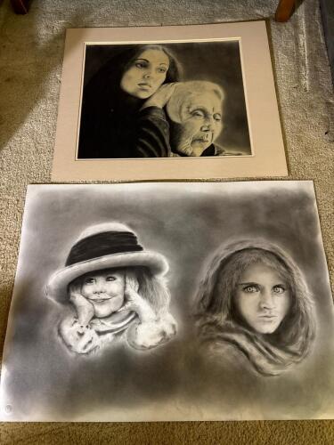Two Charcoal Portrait Drawings &ndash; Realistic Studies
