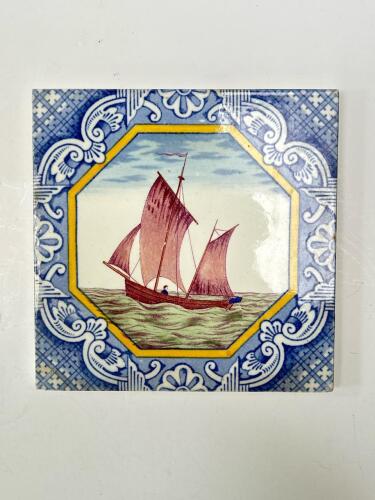 Minton Hollins Nautical Ship Decor Tile, Victorian Registration Mark