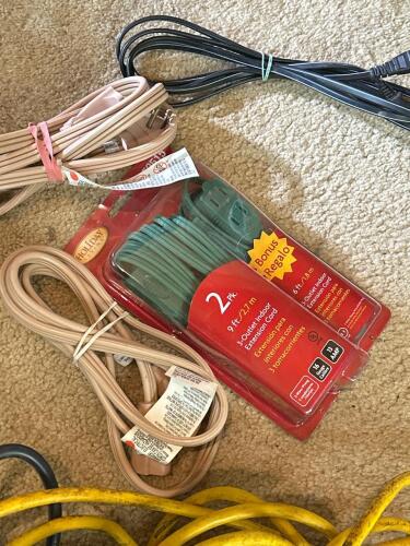 Assorted Extension Cords & Belkin Power Strip Surge Protector