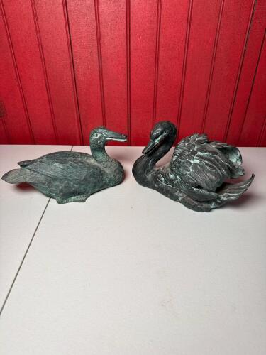 Pair Bronze-Style Bird Sculptures