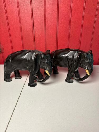 Pair of Black Elephant Figurines