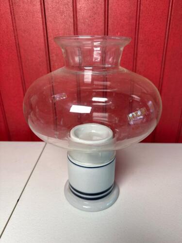 Dansk Japan Style Ceramic Candle Holder with Glass Hurricane Shade