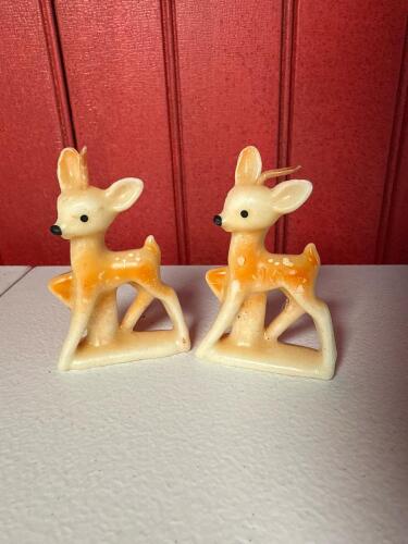 Vintage Deer Figurine Candles Pair