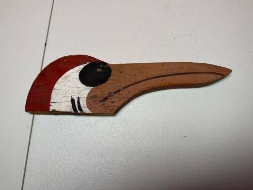Vintage Painted Wooden Bird Head