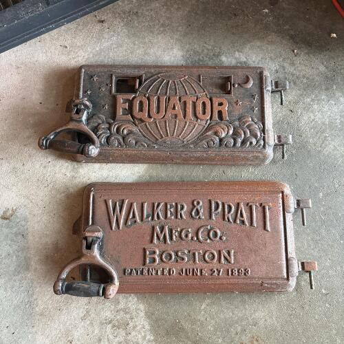 Pair of Antique Cast Iron Stove Doors