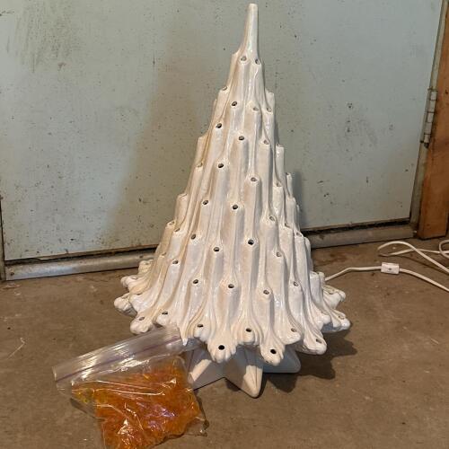 White 20" Ceramic Lighted Christmas Tree