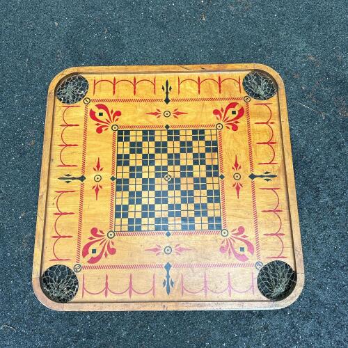 Large Vintage Carrom Archarena Dual-Sided Wooden Game Board