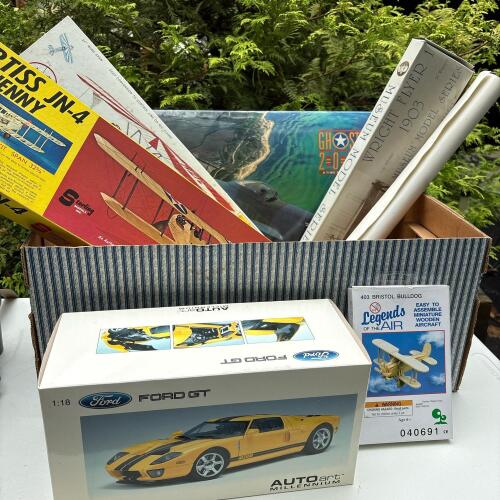 Assorted Aviation Model Kit and Collectible Lot - Ford GT, Aircraft Models, Poster