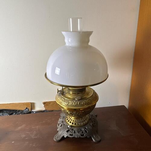Bradley and Hubbard No. 95 Ornate Brass Kerosene Parlor Lamp