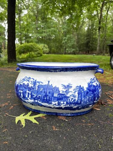 Large Blue & White English Transferware Chamber Pot