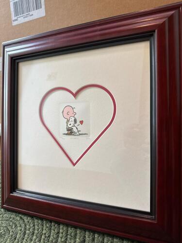 Framed Sowa & Reiser Charlie Brown & Snoopy Limited Edition Etching 17X17"