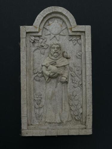 Vintage Saint Francis of Assisi Cast Stone Wall Plaque with Animal Motifs