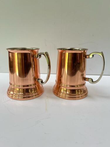 Pair Godinger Copper Tankard Mugs