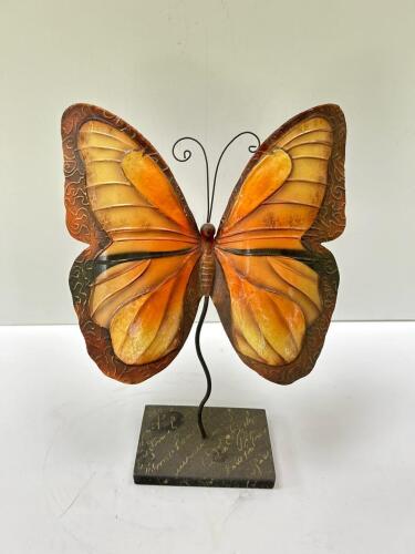 Metal Butterfly Sculpture, Orange Monarch