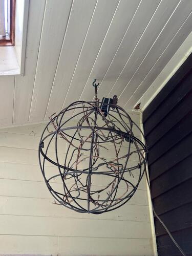 Decorative Hanging Orb Light Fixture, Metal Frame with Vine Accents