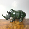 Hand-Carved Stone Rhino Sculpture