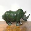 Hand-Carved Stone Rhino Sculpture - 2