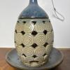 Handcrafted Hanging Ceramic Bird Feeder with Blue & Beige Glaze - 4