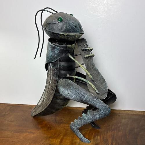 Metal Grasshopper Playing Guitar Garden Sculpture