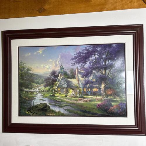 Thomas Kinkade Clocktower Cottage Gallery Proof Framed Canvas Print, 46"x35"