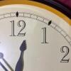 24" Papillon Di Jardin Quartz Wall Clock with Brown Wood Frame - 3