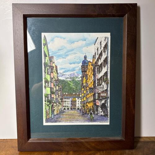 Framed 1985 Wall Art of Innsbruck, Austria, 14"x17"