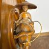 Hand-Carved Wooden Wall Plaque with Buffalo Rider Folk Art - 3